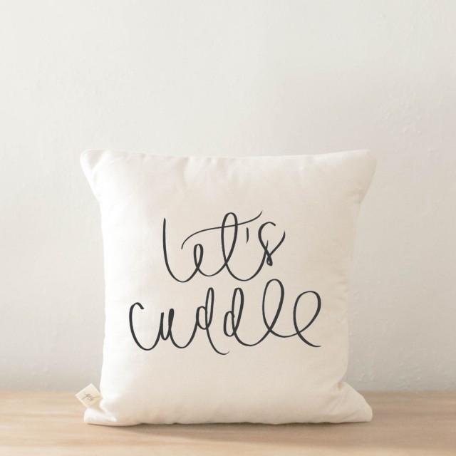 Throw Pillow - Let's Cuddle, Calligraphy, Home Decor, Wedding Gift ...