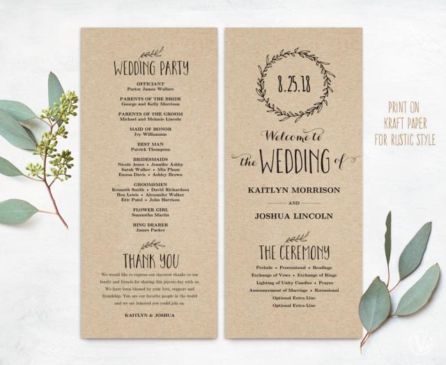 Printable Wedding Programs, DIY Wedding Programs, Simple Wedding ...