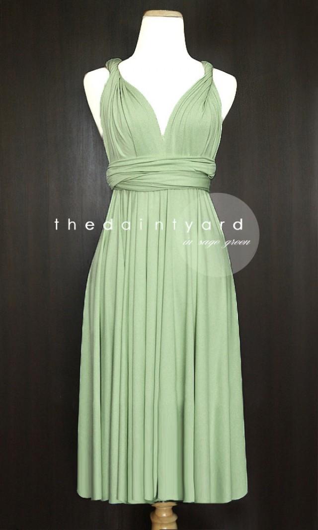 Short Straight Hem Sage Green Infinity Dress Multiway Dress Bridesmaid ...