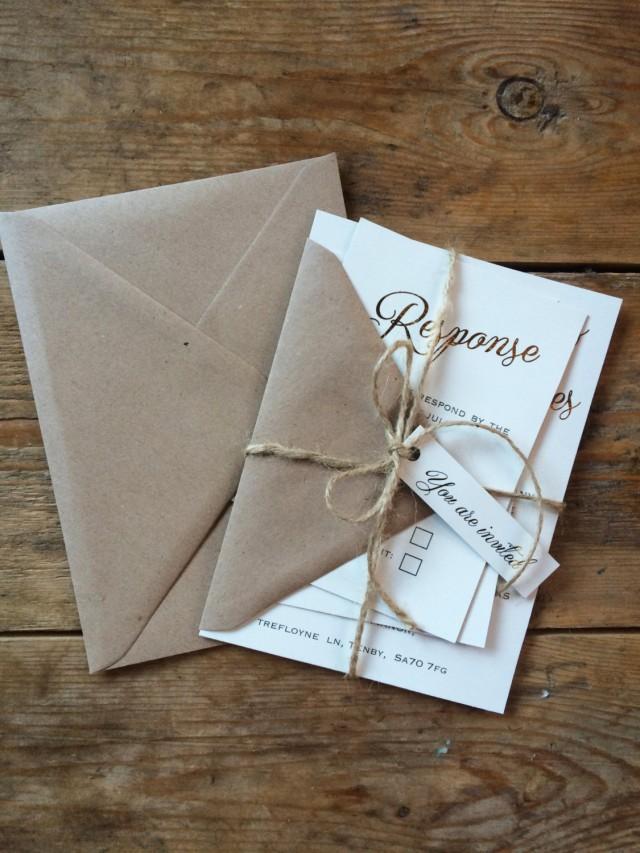 Rustic Wedding Invitation Set, Gold Foil Weding Invitation, Rustic ...