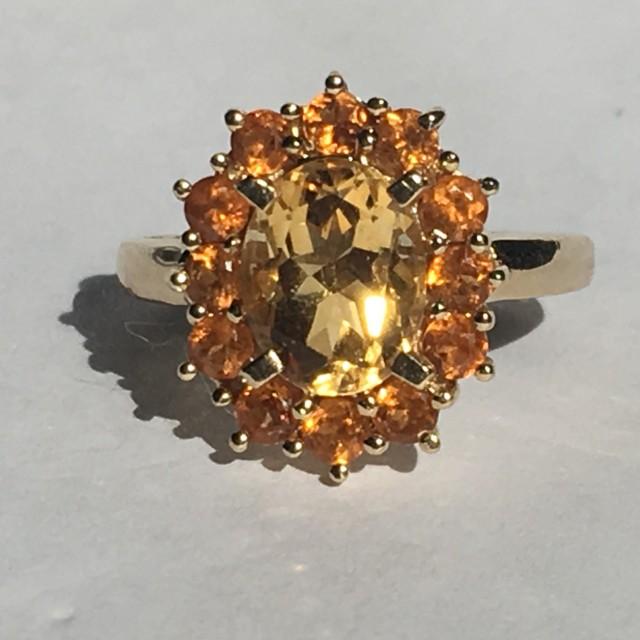 Vintage Citrine Ring. 10K Yellow Gold. Citrine Cluster Ring. Unique ...