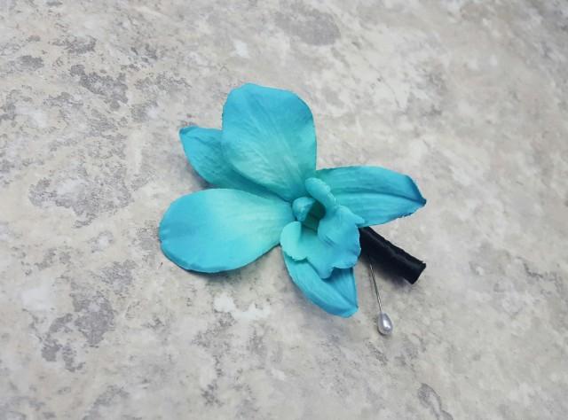 Teal Singapore Galaxy Dendrobium Orchid Boutonnieres & BOX #2671407 ...