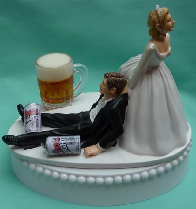 Wedding Cake Topper Coors Light Beer Drinking Mug Cans Drinker Groom ...