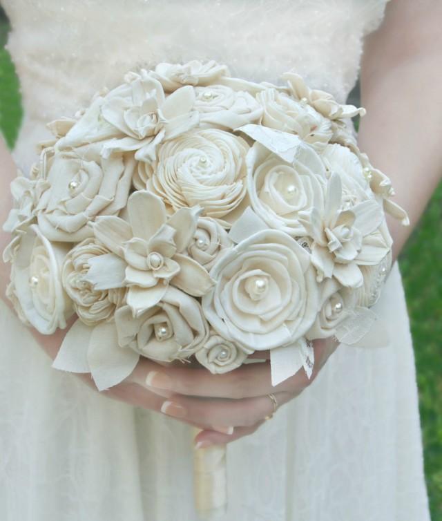 Cream Wedding Bouquet // Cream, Ivory, Bridal Bouquet, Sola Bouquet ...