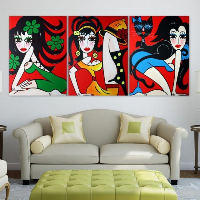 TRIPTYCH - Large Abstract Art -- Original Modern Pop Art #2680301 ...