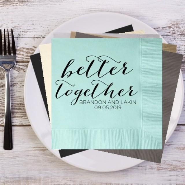 Better Together Rustic Names And Date Personalized Wedding Napkins ...