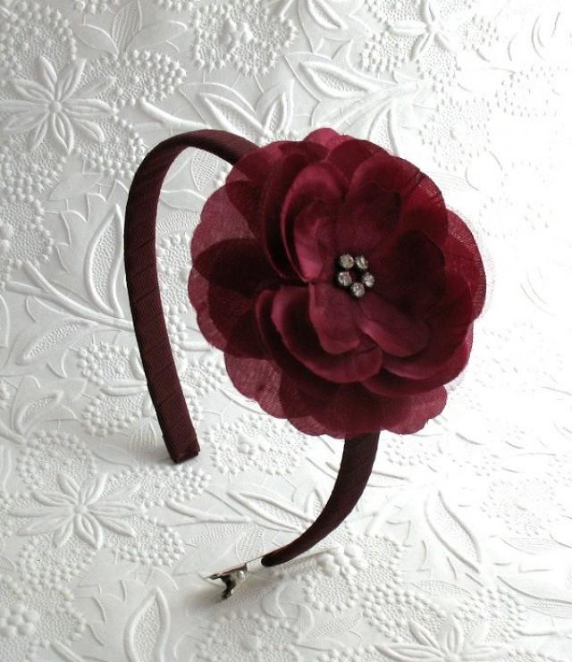 Burgundy Flower Headband, Flower Girl Headband, Girls Thanksgiving ...