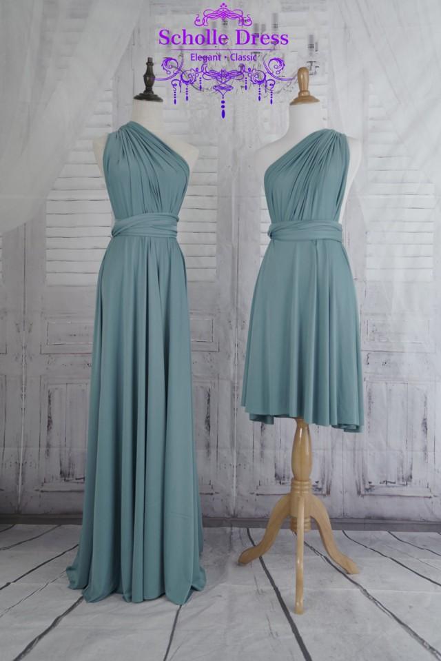Long Infinity Dress Evening Dresses Stone Blue Bridesmaid Dress-B15#C15 ...