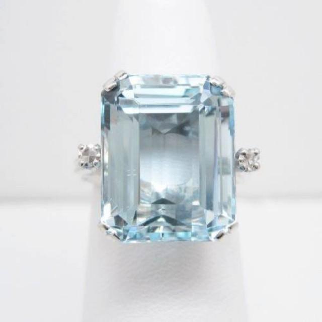 Aquamarine Ring,,14K Aquamarine Ring,LARGE 22 Cts, Aquamarine Diamond ...