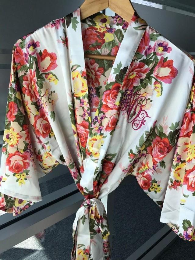 Floral Bridesmaid Robes, Bridal Floral Satin Robes, Wedding Robes, Get ...