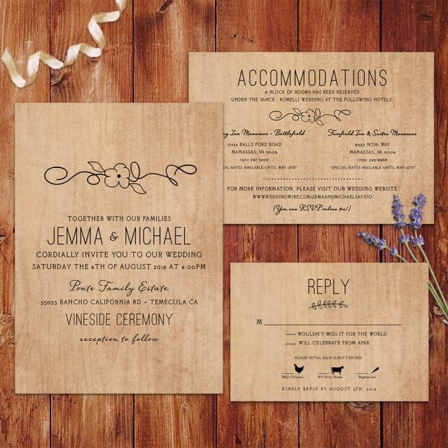 Rustic Wedding Invitations, Wood Background Wedding Invitations, Rustic ...