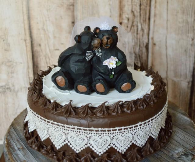 Black Bear Wedding Cake Topper Country Weddings Bride And Groom Bear ...