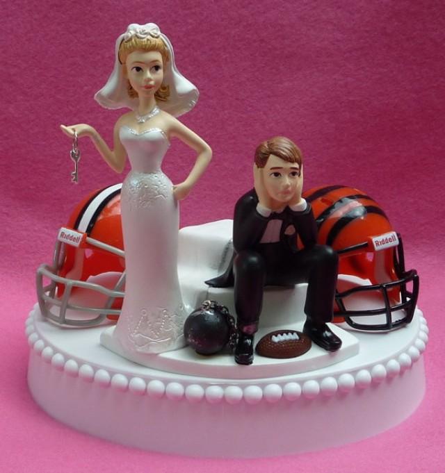 Wedding Cake Topper Team Rivalry Football House Divided Ball And Chain ...