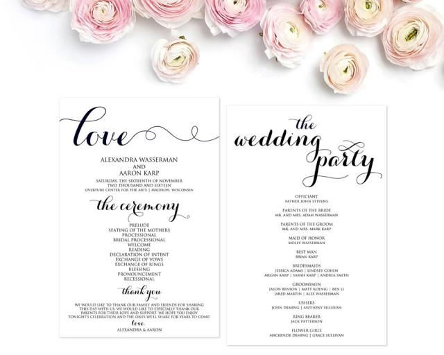 Wedding Program Template, Wedding Programs, Ceremony Program, Wedding ...