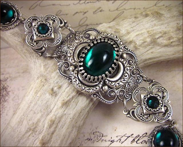 Medieval Bracelet, Emerald, Green, Tudor Bracelet, Clover, Renaissance ...