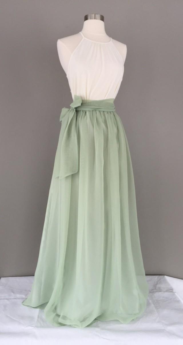 Sage Green Chiffon Skirt, Any Length And Color Bridesmaid Skirt, Floor ...