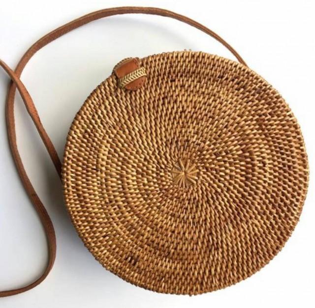 Round Rattan Basket Bag, Bohemian Round Shoulder Bag,Round Shoulder Bag ...