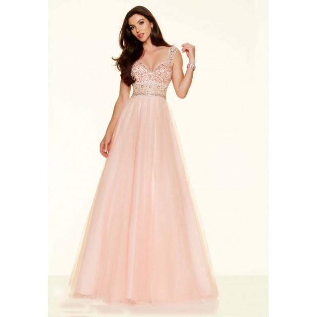 Elaborate Ball Gown Sweetheart Satin Pearl Pink Prom Dress Keyhole ...