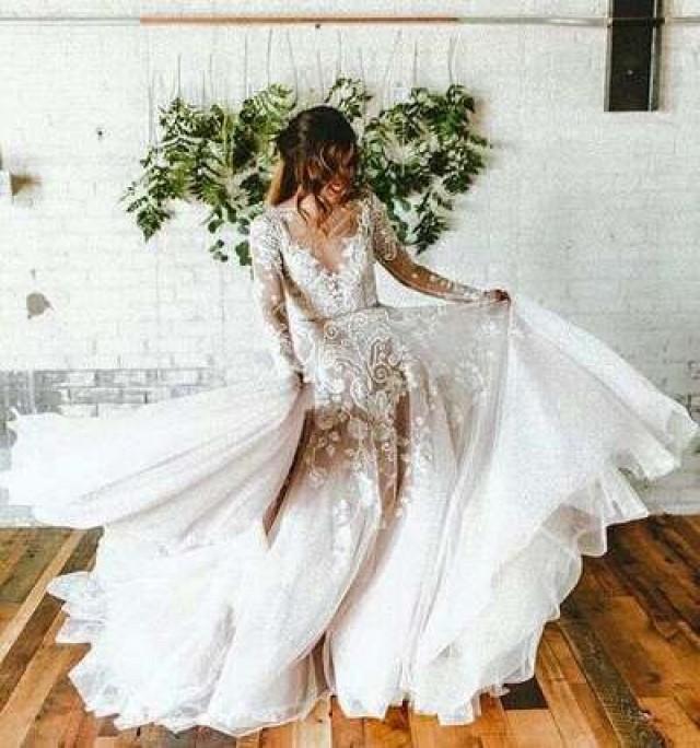 Sexy Bridal Dresses With Long Sleeve,Lace Wedding Dress,Custom Made ...