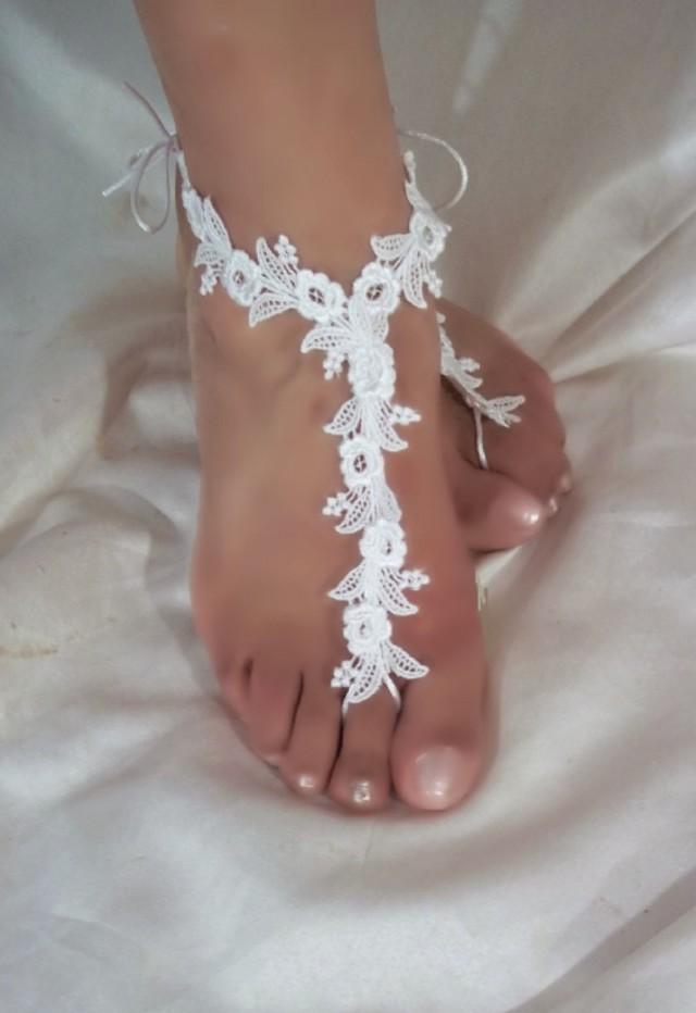 Barefoot Sandals, White Barefoot Sandals, White Lace Barefoot Sandals ...