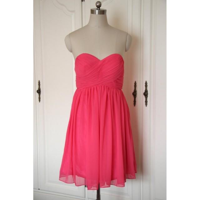 Rose Sweetheart Bridesmaid Dress Short Chiffon Red Rose Strapless ...