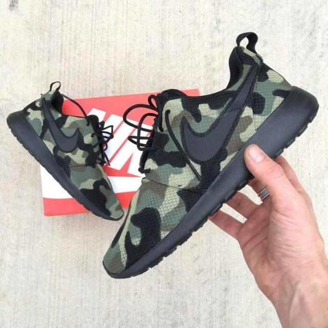 Custom Black Camo Nike Roshe - Hand Painted Camouflage Nike Sneakers ...