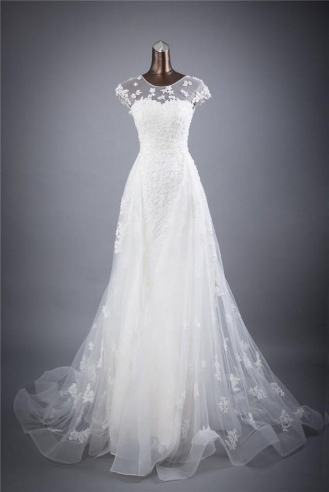 Vintage Flowing Floral Lacet A-Line Wedding Gown #2783331 - Weddbook