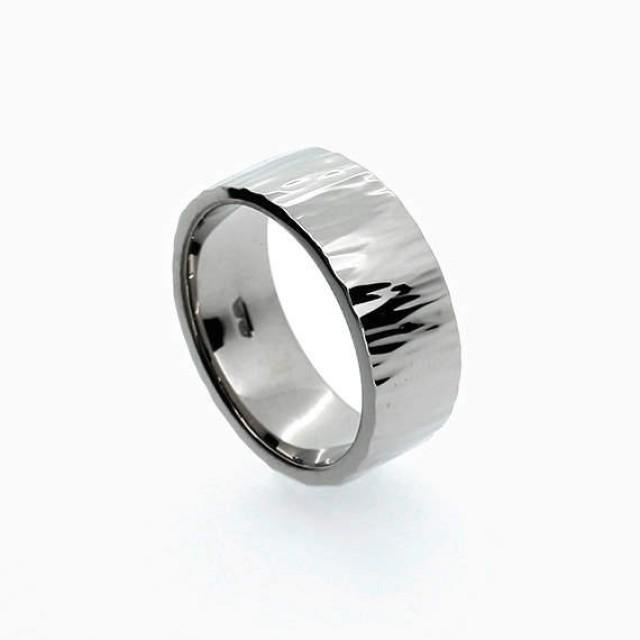 Roche Wedding Band In Palladium, Hammered Ring, Men's Wedding Band, Men ...