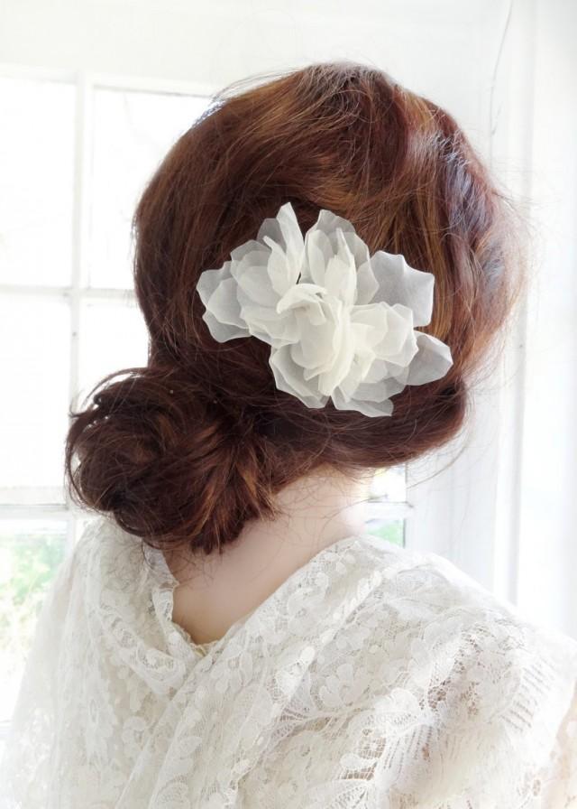 Bridal Silk Flower On Comb, Wedding Headpiece, Sheer Beauty Handmade ...