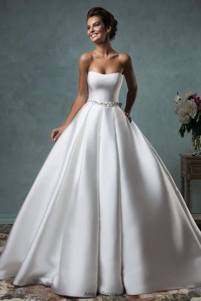 Amelia Sposa 2016 Strapless Wedding Dresses Satin Ball Gown Bridal ...