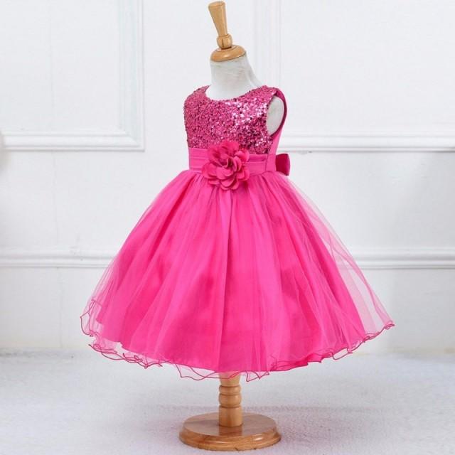 Sequin Flower Girls Dress Fuchsia Sequin Birthday Party Dress Sequin ...