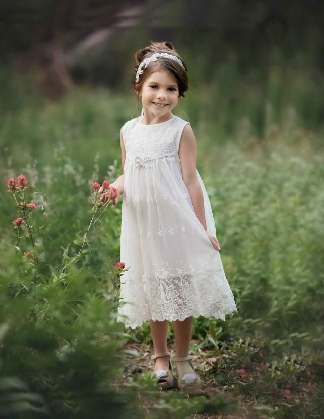 Lace Flower Girl Dress, Flower Girl Dresses, Country Rustic Lace Flower ...