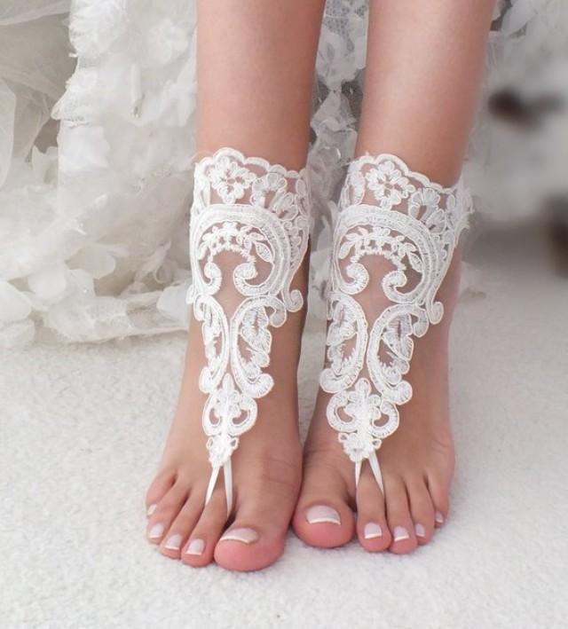 Ivory Lace Barefoot Sandals, Bridal Shoes, Wedding Shoes, Bridal ...