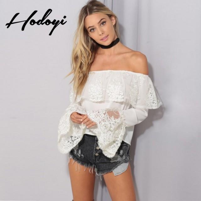 Vogue Sexy Sweet Open Back Flare Sleeves Bateau Summer Chiffon Top ...