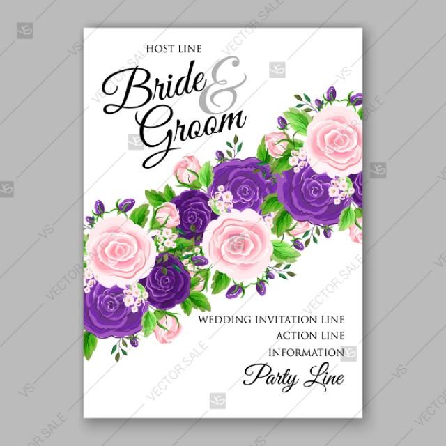 Wedding Invitation Card Template Purple Pink Rose Greenery Floral Vector  Background Anniversary Invitation #2905635 - Weddbook