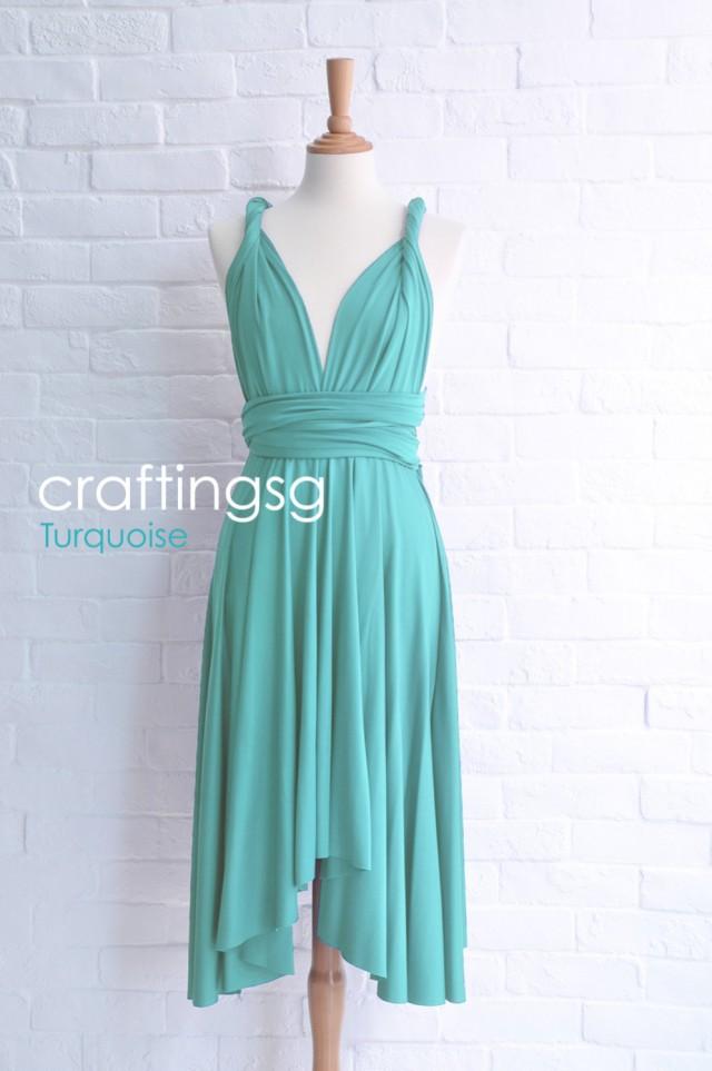 Bridesmaid Dress Infinity Dress Turquoise Knee Length Wrap Convertible ...
