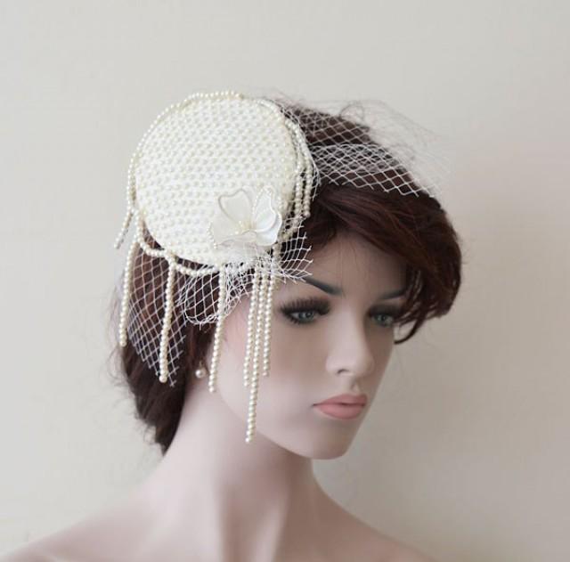 Wedding Fascinator Cap, Ivory Pearl Lace Bridal Hat, Fascinator Hat ...