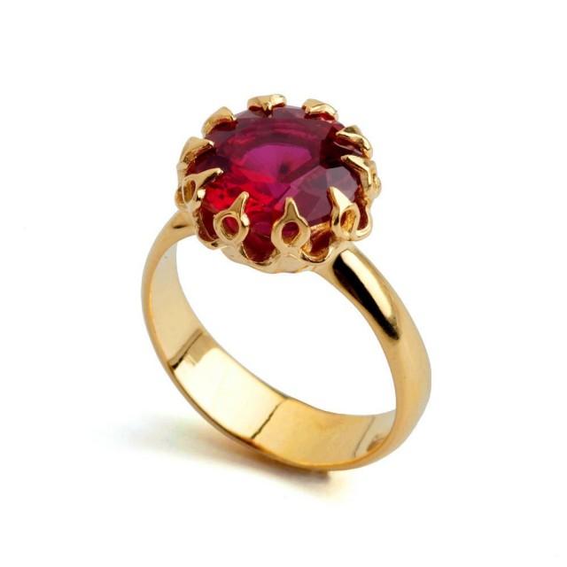 CROWN Gold Ruby Ring, Ruby Engagement Ring, Ruby Promise Ring, Large ...