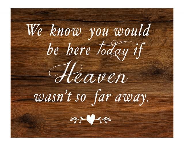 Memorial Sign For Weddings - We Know You Would Be Here Today If Heaven ...