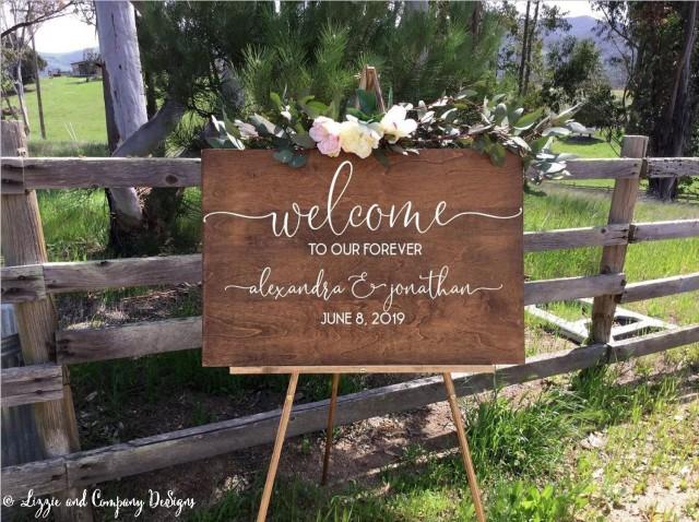 Welcome To Our Forever Sign, Welcome Wedding Sign, Rustic Wedding ...