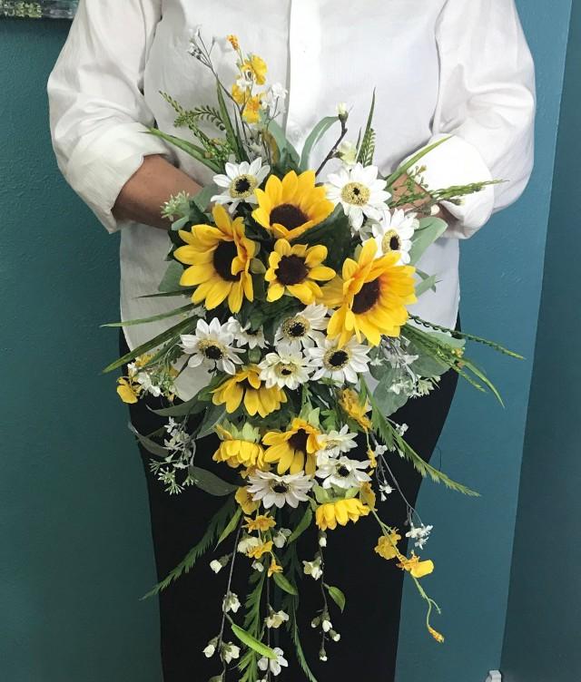 Sunflower wedding flowers package bridal bouquet decorations 9 bouquet turquoise