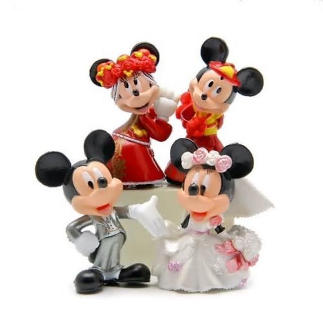 Mickey & Minnie Mouse Wedding Cake Toppers 2- 1/4