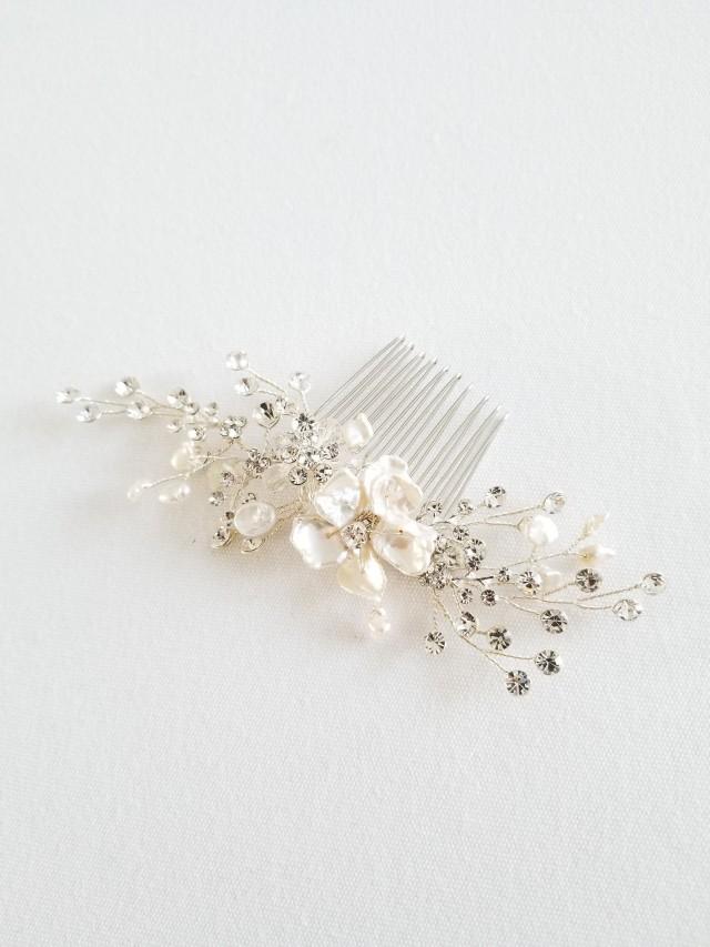 Pearl Bridal Hair Comb, Pearl Crystal Hair Comb, Pearl Wedding Hair ...