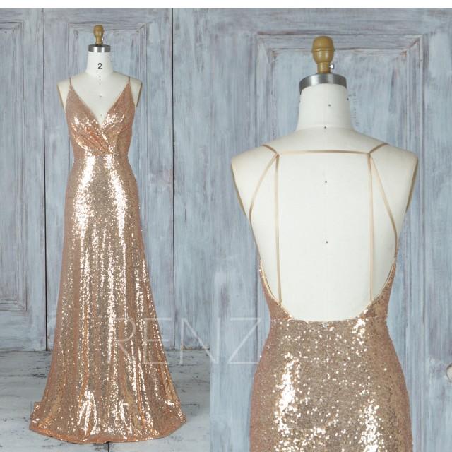 Bridesmaid Dress Gold Sequin Dress Wedding Dress Ruched V Neck Fitted ...