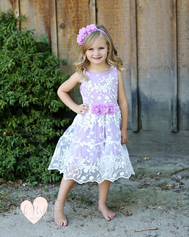 Flower Girl Dress,lace Flower Girl Dress,lavender Easter Dress, Rustic ...