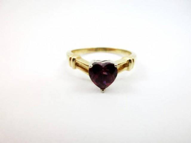 Garnet Heart Ring Vintage Garnet Ring 14k Gold Ring Engagement Ring ...