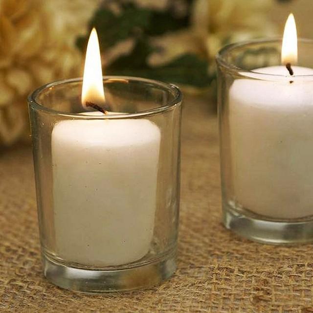 72 Clear Glass Votive Holders Candles Included Candle Holders Bulk ...