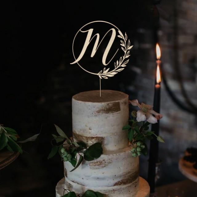 Monogram Cake Topper By Rawkrft - Personalized Wooden Cake Topper ...