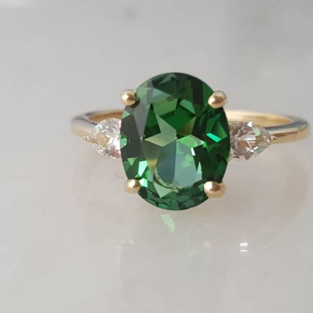 Green Topaz Ring, White Sapphire Ring, Green Ring, Topaz Engagement ...