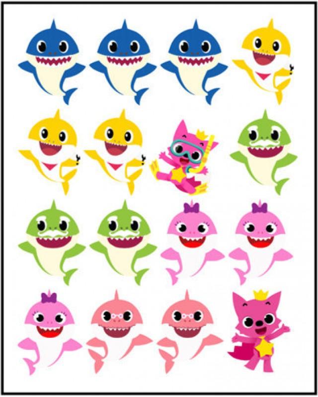 16 Edible Cut Out Baby Shark Inspired Images For Rice Krispie, Cupcake ...